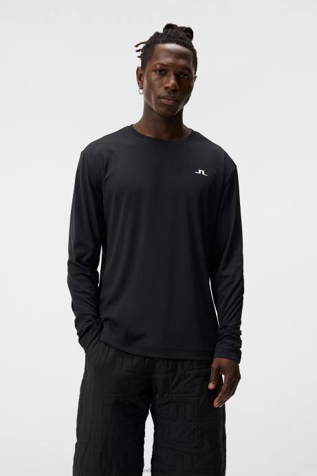 Men J.Lindeberg Black Ade Long Sleeve T-shirt Clothing 8R628