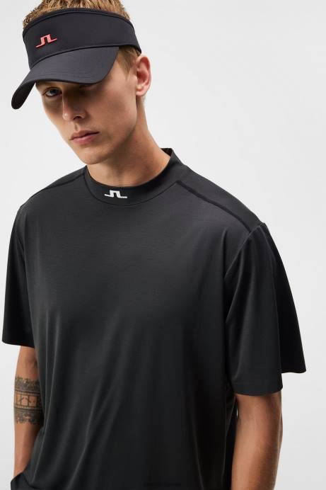 Men J.Lindeberg Black Melange Alf T-shirt Clothing 8R6266