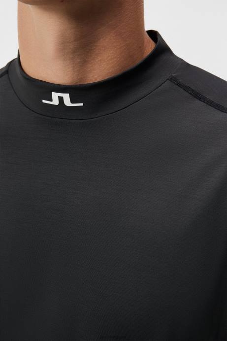 Men J.Lindeberg Black Melange Alf T-shirt Clothing 8R6266