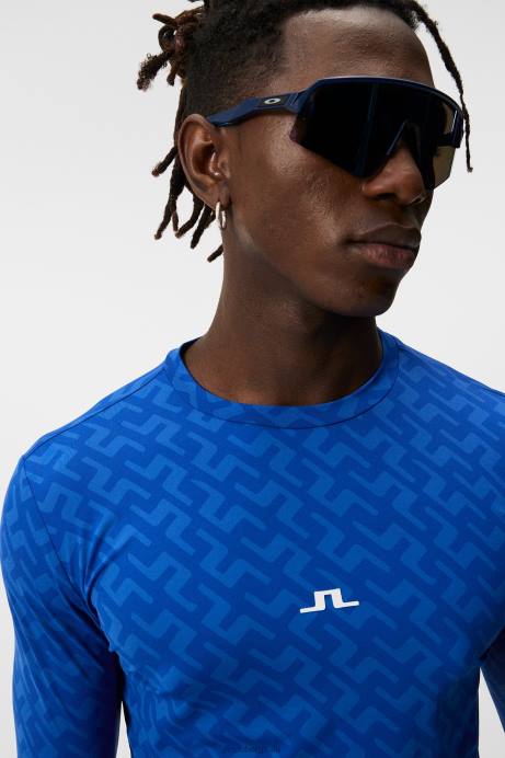 Men J.Lindeberg Blue Painted Bridge Thor Long Sleeve Top Clothing 8R62156