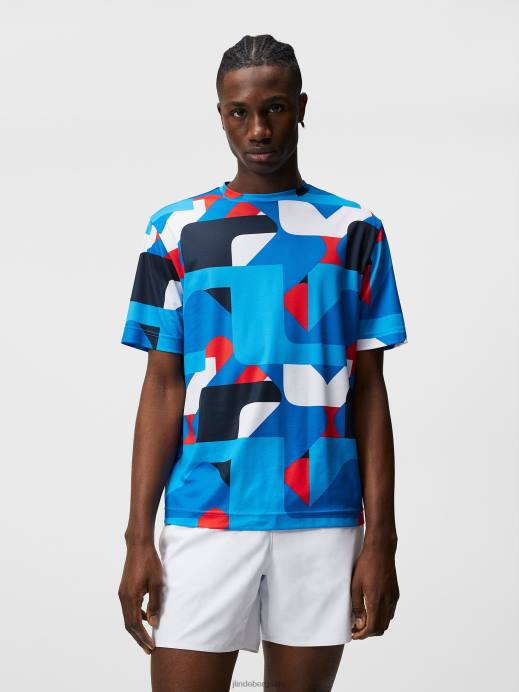 Men J.Lindeberg Brilliant Blue Big Bridge Flatlocked T-shirt Clothing 8R62185