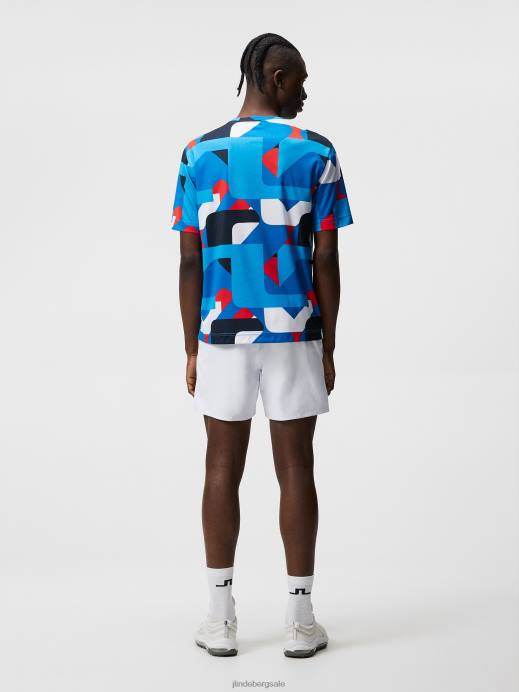 Men J.Lindeberg Brilliant Blue Big Bridge Flatlocked T-shirt Clothing 8R62185