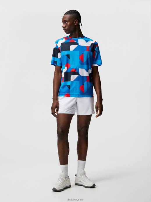 Men J.Lindeberg Brilliant Blue Big Bridge Flatlocked T-shirt Clothing 8R62185