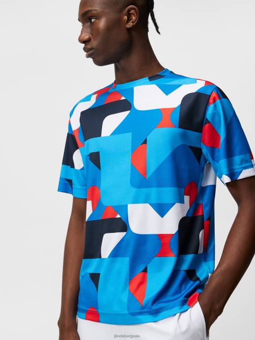 Men J.Lindeberg Brilliant Blue Big Bridge Flatlocked T-shirt Clothing 8R62185