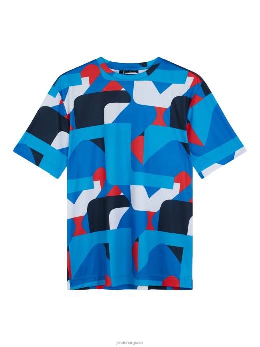 Men J.Lindeberg Brilliant Blue Big Bridge Flatlocked T-shirt Clothing 8R62185