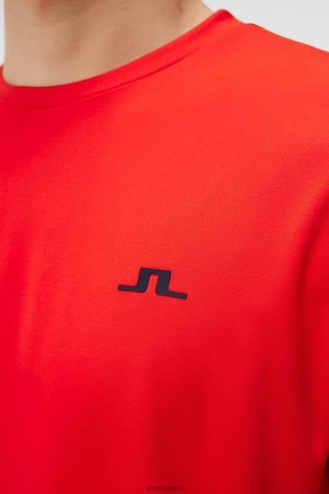 Men J.Lindeberg Fiery Red Ade T-shirt Clothing 8R62171