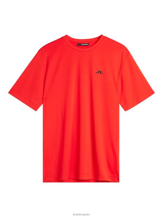 Men J.Lindeberg Fiery Red Ade T-shirt Clothing 8R62171