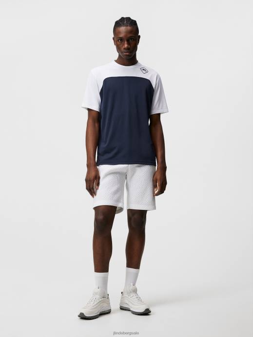Men J.Lindeberg Navy Mesh Blocked T-shirt Clothing 8R62186