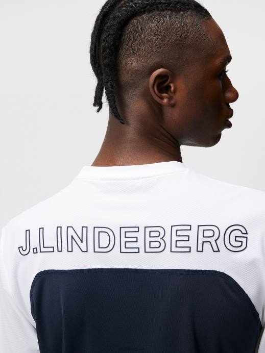 Men J.Lindeberg Navy Mesh Blocked T-shirt Clothing 8R62186