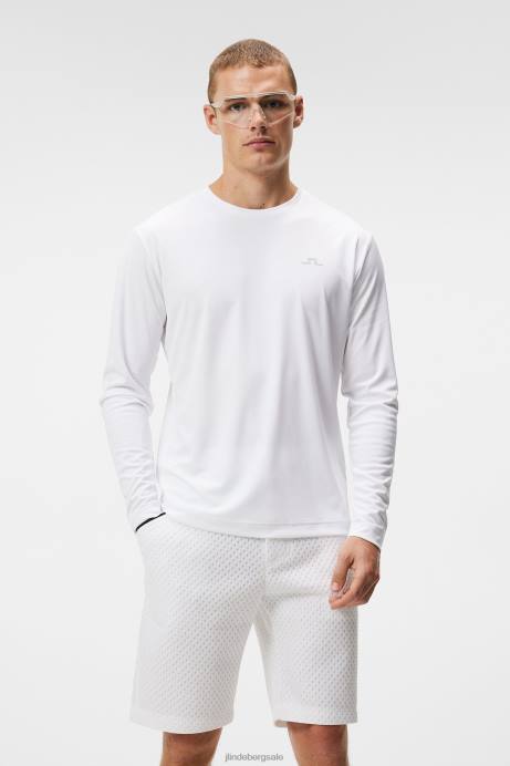 Men J.Lindeberg White Ade Long Sleeve T-shirt Clothing 8R62159