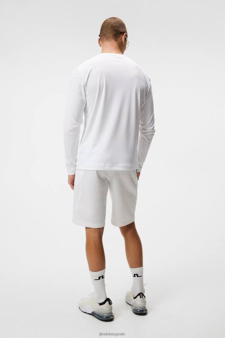 Men J.Lindeberg White Ade Long Sleeve T-shirt Clothing 8R62159