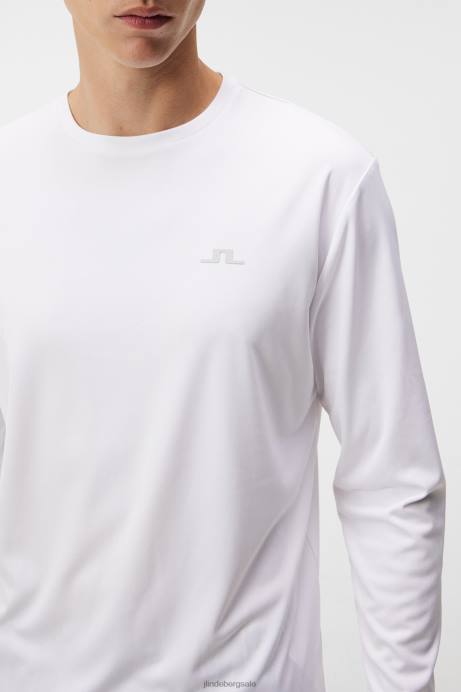 Men J.Lindeberg White Ade Long Sleeve T-shirt Clothing 8R626