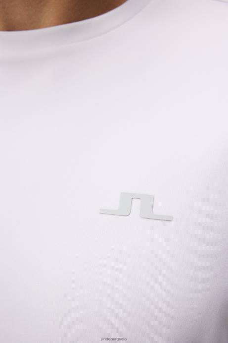 Men J.Lindeberg White Ade Long Sleeve T-shirt Clothing 8R626