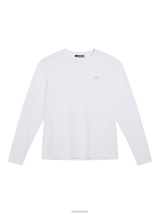 Men J.Lindeberg White Ade Long Sleeve T-shirt Clothing 8R626