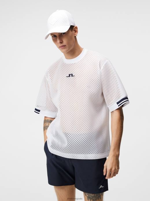 Men J.Lindeberg White Spencer Tee Clothing 8R62164