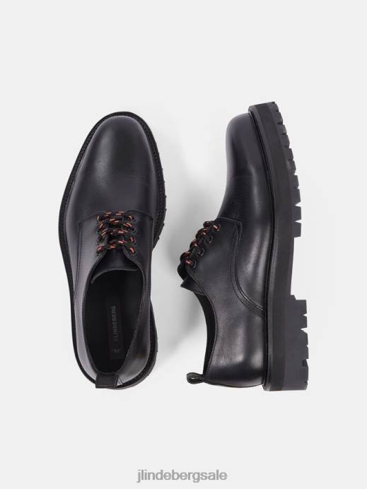 Men J.Lindeberg Black Derby Leather Shoe Footwear 8R622542
