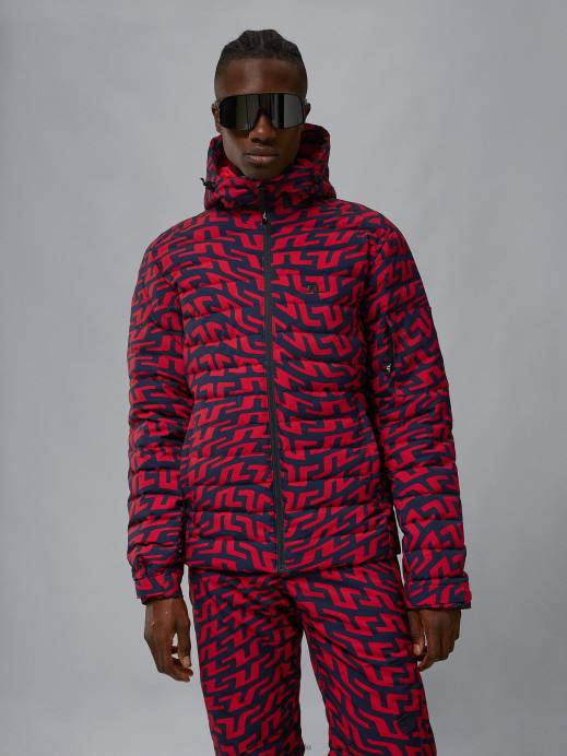Men J.Lindeberg Bridge Swirl Red Thermic Pro Print Down Jacket Clothing 8R621283