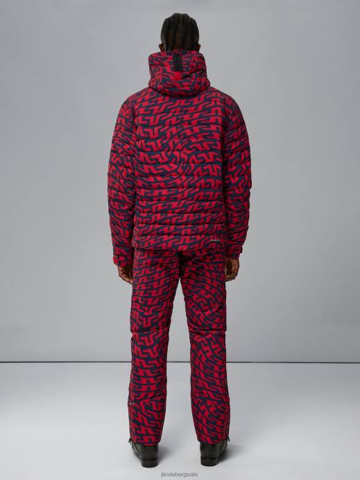 Men J.Lindeberg Bridge Swirl Red Thermic Pro Print Down Jacket Clothing 8R621283
