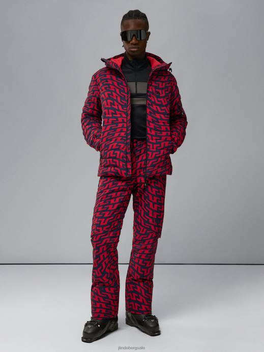 Men J.Lindeberg Bridge Swirl Red Thermic Pro Print Down Jacket Clothing 8R621283