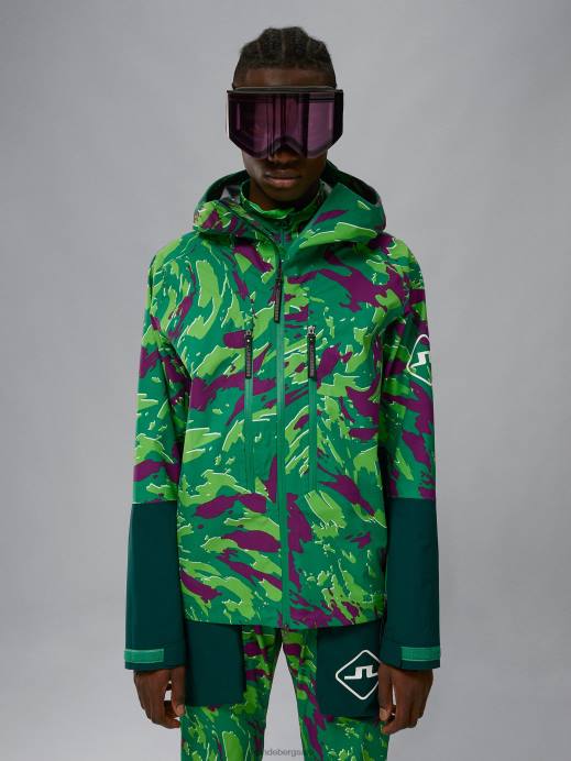 Men J.Lindeberg Canimol Green Aerial Pro Print Shell Jacket Clothing 8R621284