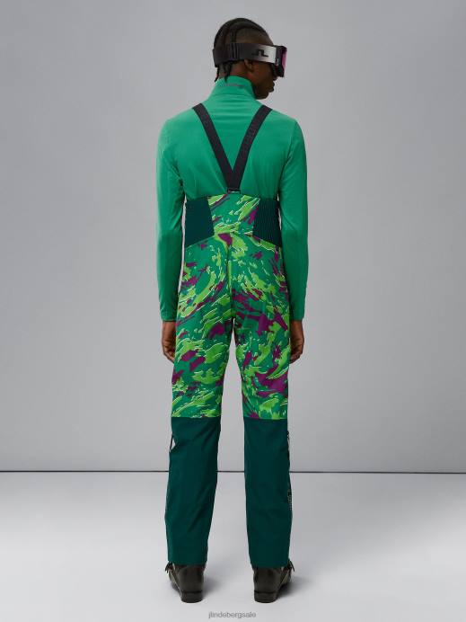 Men J.Lindeberg Canimol Green Aerial Bib Print Shell Pant Clothing 8R621312