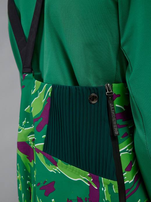 Men J.Lindeberg Canimol Green Aerial Bib Print Shell Pant Clothing 8R621312