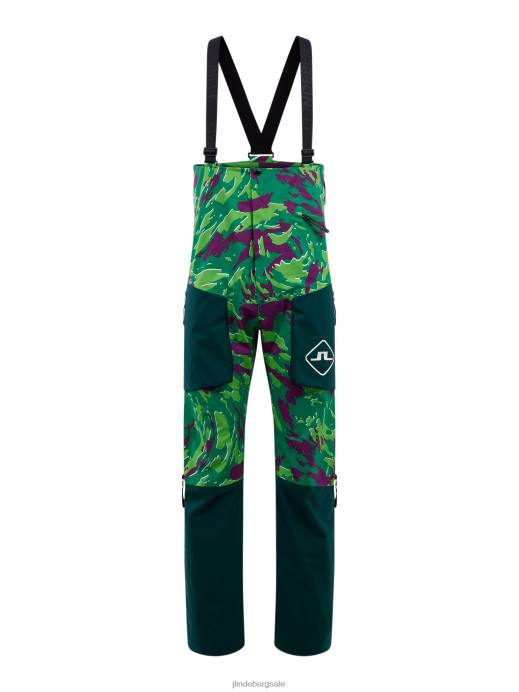 Men J.Lindeberg Canimol Green Aerial Bib Print Shell Pant Clothing 8R621312