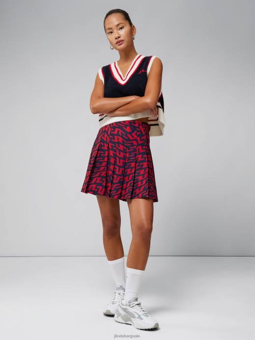 Women J.Lindeberg Bridge Swirl Red Adina Print Skirt Clothing 8R622686
