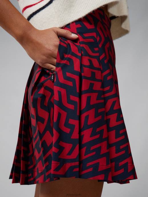 Women J.Lindeberg Bridge Swirl Red Adina Print Skirt Clothing 8R622686