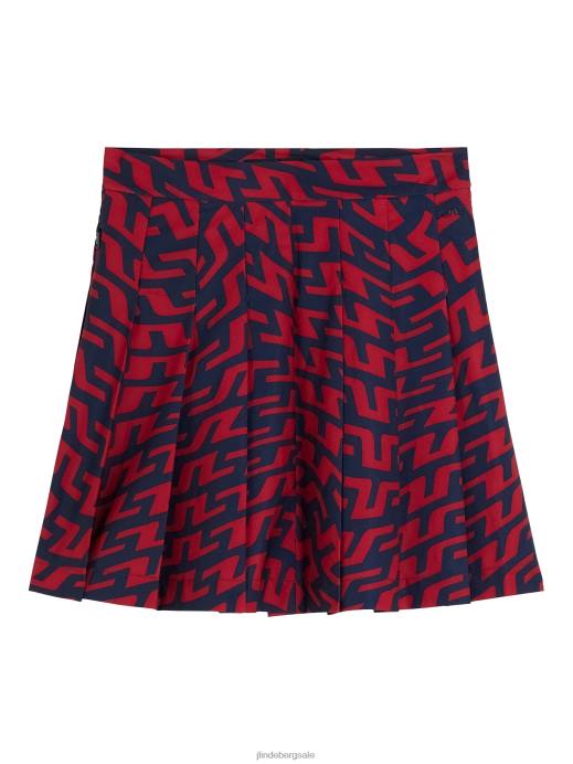 Women J.Lindeberg Bridge Swirl Red Adina Print Skirt Clothing 8R622686