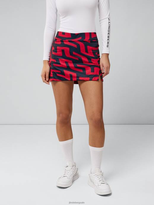 Women J.Lindeberg Bridge Swirl Red Amelie Print Skirt Clothing 8R622662