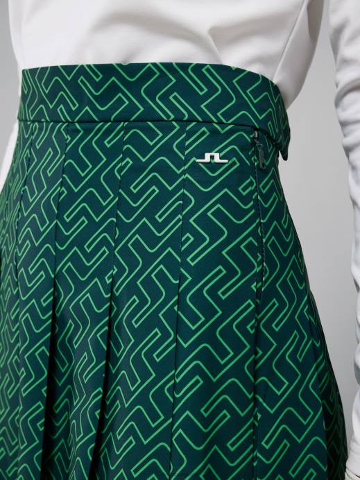Women J.Lindeberg Classic Green Bridge Monogram Adina Print Skirt Clothing 8R622685