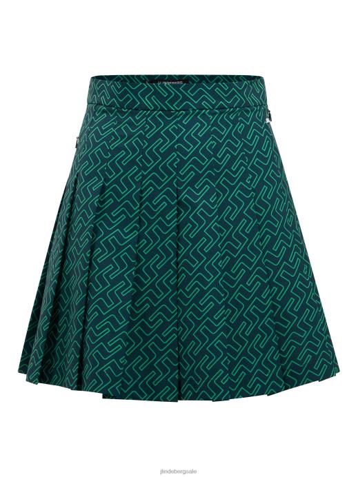 Women J.Lindeberg Classic Green Bridge Monogram Adina Print Skirt Clothing 8R622685