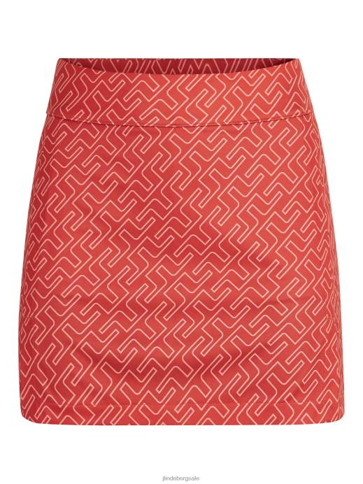 Women J.Lindeberg Faded Rose Bridge Monogram Amelie Print Golf Skirt Clothing 8R622722