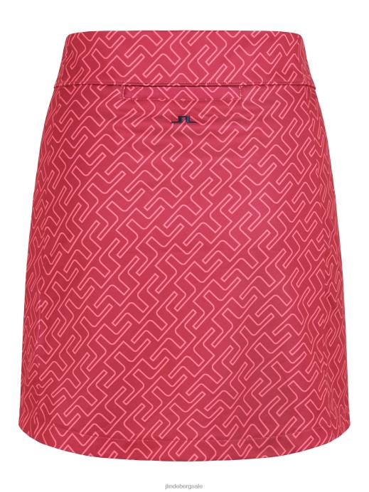 Women J.Lindeberg Hot Pink Bridge Monogram Amelie Mid Print Golf Skirt Clothing 8R622720