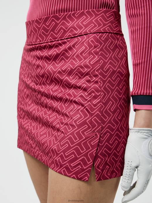 Women J.Lindeberg Hot Pink Bridge Monogram Amelie Print Golf Skirt Clothing 8R622723