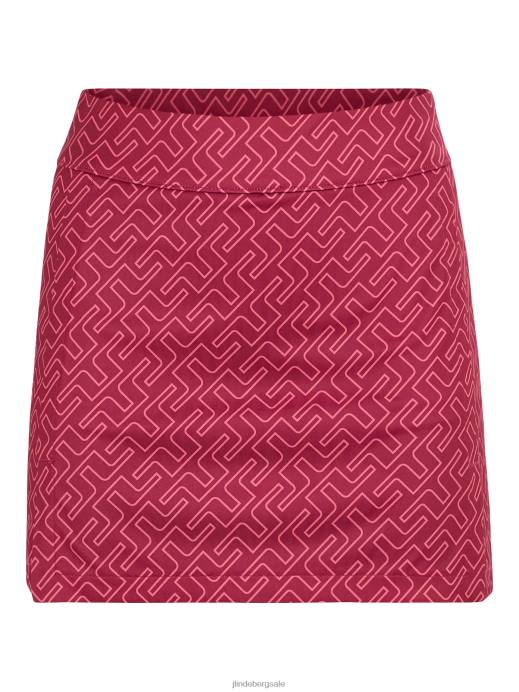 Women J.Lindeberg Hot Pink Bridge Monogram Amelie Print Golf Skirt Clothing 8R622723