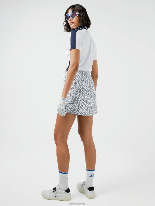 Women J.Lindeberg Navy Bridge Monogram Amelie Mid Print Golf Skirt Clothing 8R622715