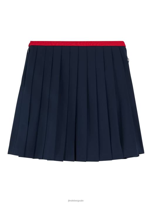 Women J.Lindeberg Navy Sierra Pleat Skirt Clothing 8R622681