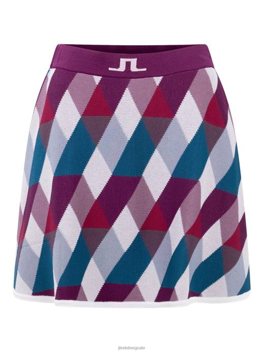 Women J.Lindeberg White Argyle Billa Knitted Golf Skirt Clothing 8R622704