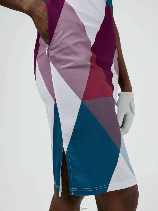 Women J.Lindeberg White Argyle Issa Print Golf Dress Clothing 8R622703