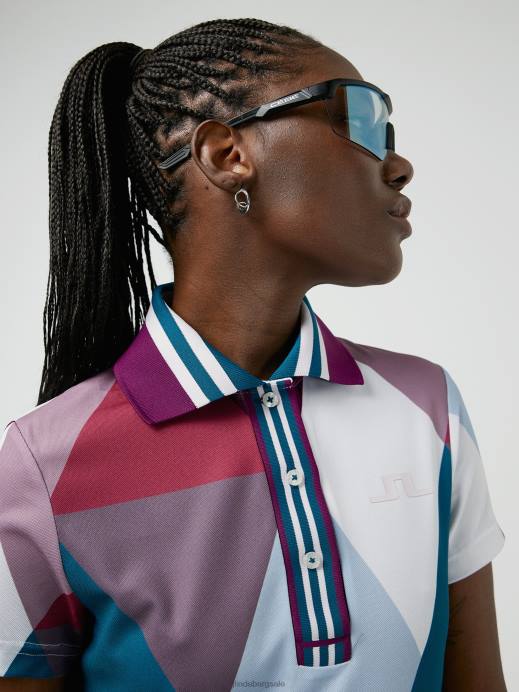 Women J.Lindeberg White Argyle Issa Print Golf Dress Clothing 8R622703