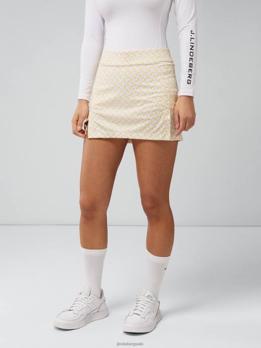 Women J.Lindeberg White Monogram check Amelie Print Skirt Clothing 8R622665