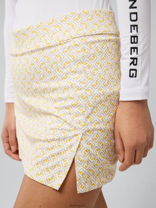 Women J.Lindeberg White Monogram check Amelie Print Skirt Clothing 8R622665