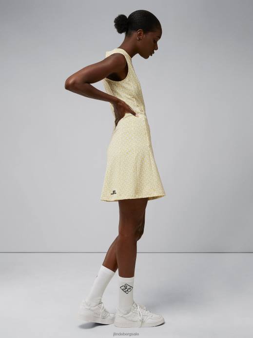 Women J.Lindeberg White Monogram check Jasmin Print Dress Clothing 8R622659