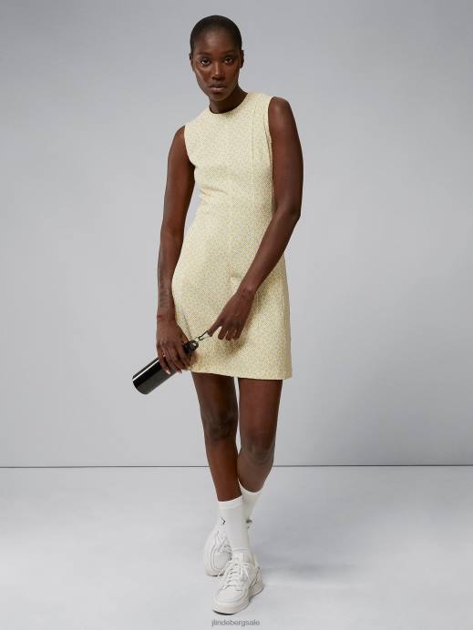 Women J.Lindeberg White Monogram check Jasmin Print Dress Clothing 8R622659