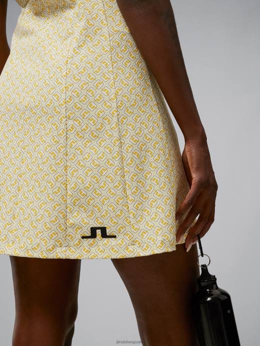 Women J.Lindeberg White Monogram check Jasmin Print Dress Clothing 8R622659