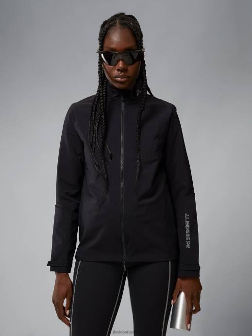 Women J.Lindeberg Black Everly Rain Jacket Clothing 8R622841