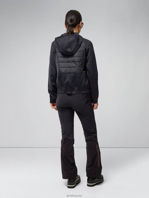 Women J.Lindeberg Black Keisha Hybrid Hooded Jacket Clothing 8R622858