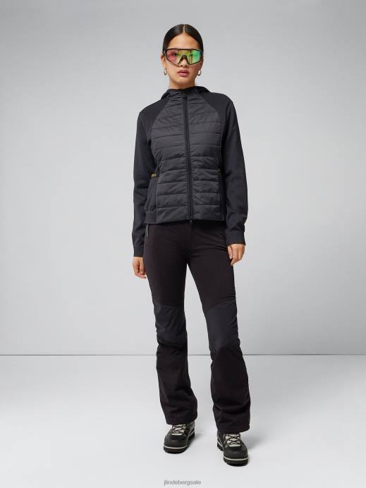 Women J.Lindeberg Black Keisha Hybrid Hooded Jacket Clothing 8R622858